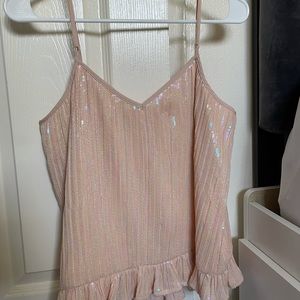 Anthropologie Blush Pink Sequin Cami Top